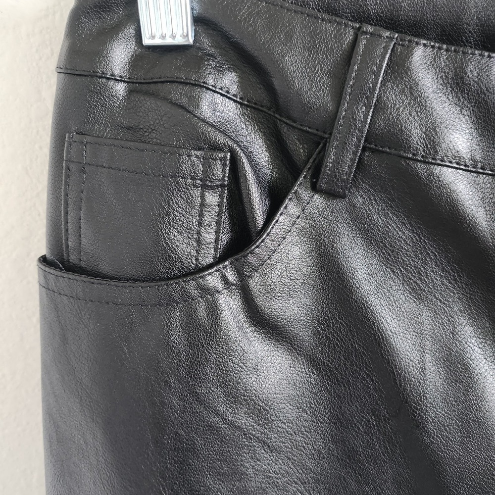 Fashion Nova Faux Leather Black Straight Leg Pants Jeans Sz Medium NWT Moto Goth
